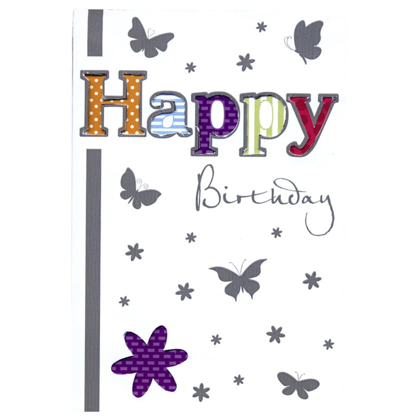 Vivess Geburtstagskarte Schmetterlinge und Blumen